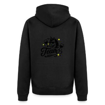 Einhorn Team Party Geburtstag - Unisex Premium Bio Zip Hoodie - Schwarz - Hinten - Nico (187cm)