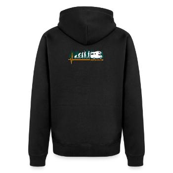 Wohnmobil Evolution Camping - Camper Geschenk - Unisex Premium Bio Zip Hoodie - Schwarz - Hinten - Nico (187cm)