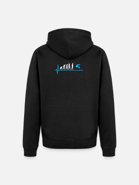 Weitsprung Evolution Leichtathletik - Unisex Premium Bio Zip Hoodie - Schwarz