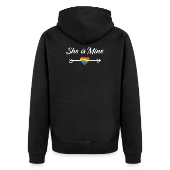 Arc-en-ciel, elle est à moi pour les amants lesbiens - Veste à capuche bio Premium Unisexe - noir - Dos - Nico (187cm)
