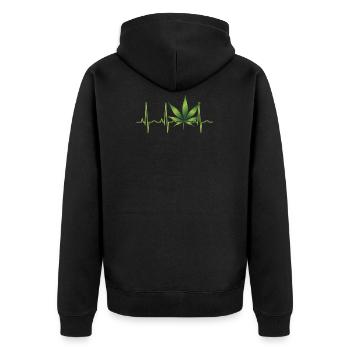 Cannabis Hanf THC 420 - Unisex Premium Bio Zip Hoodie - Schwarz - Hinten - Nico (187cm)