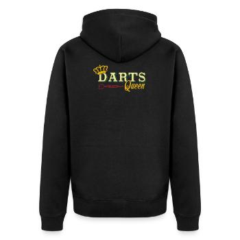 Darts Königin Darts-Spieler - Unisex Premium Bio Zip Hoodie - Schwarz - Hinten - Nico (187cm)