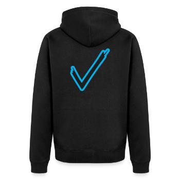 Haken Häkchen Symbole - Unisex Premium Bio Zip Hoodie - Schwarz - Hinten - Nico (187cm)