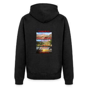 Tenerife a small continent Teide mountains beach - Unisex Premium Organic Zip Hoodie - black - Back - Nico (187cm)