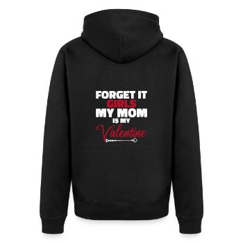 Vergiss es Mädchen meine Mutter ist mein Valentinstag - Unisex Premium Bio Zip Hoodie - Schwarz - Hinten - Nico (187cm)