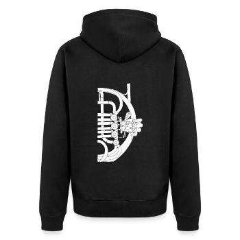 Horn Hand Waldhorn Althorn Bügelhorn Baritonhorn - Unisex Premium Bio Zip Hoodie - Schwarz - Hinten - Nico (187cm)