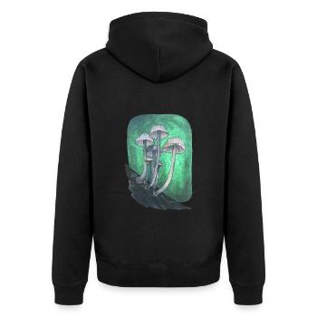 Pilze metallik - Unisex Premium Bio Zip Hoodie - Schwarz - Hinten - Nico (187cm)