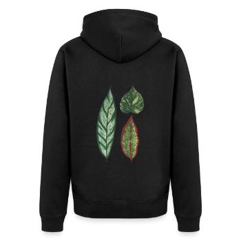 3 feuilles Philodendron apoballis schismatoglottis - Veste à capuche bio Premium Unisexe - noir - Dos - Nico (187cm)