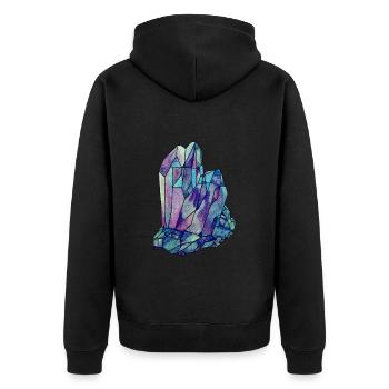 Crystal Gemstone Diamond Jewel blue turquoise purple - Unisex Premium Organic Zip Hoodie - black - Back - Nico (187cm)