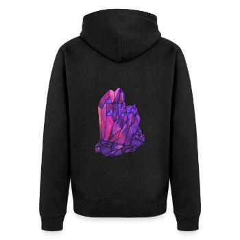 Kristall Edelstein Diamant viva magenta Juwel - Unisex Premium Bio Zip Hoodie - Schwarz - Hinten - Nico (187cm)