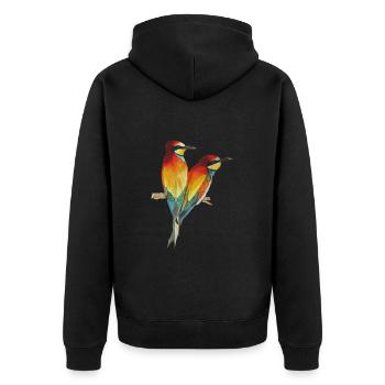 Bienenfresser Vögel Paradiesvogel Merops apiaster - Unisex Premium Bio Zip Hoodie - Schwarz - Hinten - Nico (187cm)