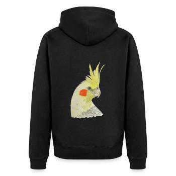 cockatiel yellow cockatoo bird ornithology - Unisex Premium Organic Zip Hoodie - black - Back - Nico (187cm)