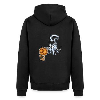 Chat jouant avec une balle - Veste à capuche bio Premium Unisexe - noir - Dos - Nico (187cm)