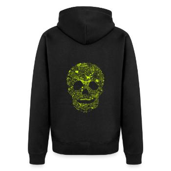 Gothic Totenkopf Goth Style düster Heavy Metal WGT - Unisex Premium Bio Zip Hoodie - Schwarz - Hinten - Nico (187cm)
