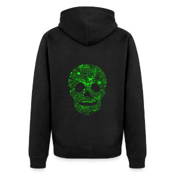 Gothic Totenkopf Goth Style düster Heavy Metal WGT - Unisex Premium Bio Zip Hoodie - Schwarz - Hinten - Nico (187cm)