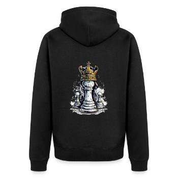 The pawn disguised as king - Unisex Premium Organic Zip Hoodie - black - Back - Nico (187cm)