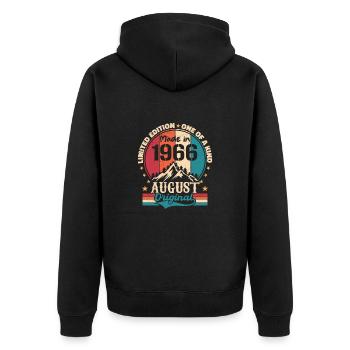 1966 August | August 1966 birthday Aged Perfectly - Unisex Premium Organic Zip Hoodie - black - Back - Nico (187cm)