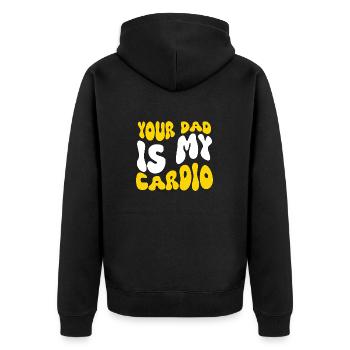 Dein Vater ist mein Cardio-Humor - Unisex Premium Bio Zip Hoodie - Schwarz - Hinten - Nico (187cm)
