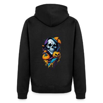 halloween tête de mort - Veste à capuche bio Premium Unisexe - noir - Dos - Nico (187cm)