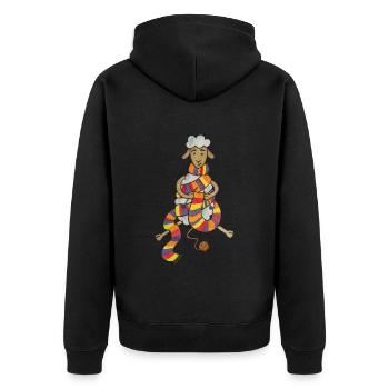 Süßes Schaaf stricken häkeln Wolle - Unisex Premium Bio Zip Hoodie - Schwarz - Hinten - Nico (187cm)