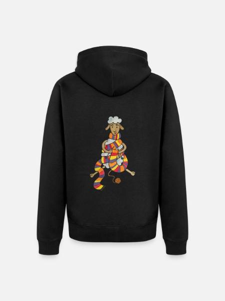 Mignon mouton tricot Laine au crochet - Veste à capuche bio Premium Unisexe - noir