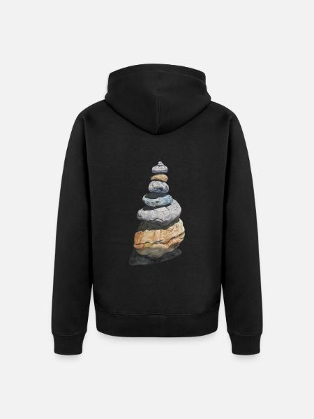 Steinstapel Steintürmchen Steinmännchen Wandern - Unisex Premium Bio Zip Hoodie - Schwarz
