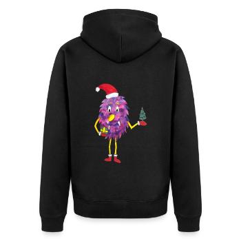 Weihnachtsmonster niedliches Monster Weihnachten - Unisex Premium Bio Zip Hoodie - Schwarz - Hinten - Nico (187cm)