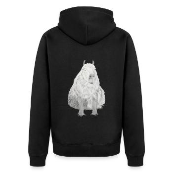 cute capybara capybara capibara guinea pig - Unisex Premium Organic Zip Hoodie - black - Back - Nico (187cm)