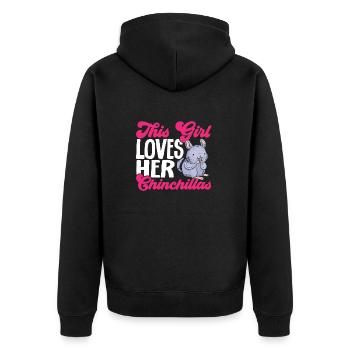 Chinchilla - Unisex Premium Bio Zip Hoodie - Schwarz - Hinten - Nico (187cm)