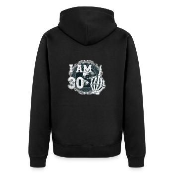 I'm 30 plus 1 middle finger Skull funny 31st - Unisex Premium Organic Zip Hoodie - black - Back - Nico (187cm)