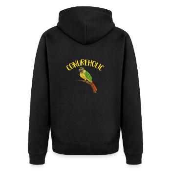 Molinasittich Papagei Vogel Sittich - Unisex Premium Bio Zip Hoodie - Schwarz - Hinten - Nico (187cm)
