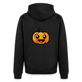 Kürbis Halloween Herbst - Unisex Premium Bio Zip Hoodie - Schwarz - Hinten - Nico (187cm)