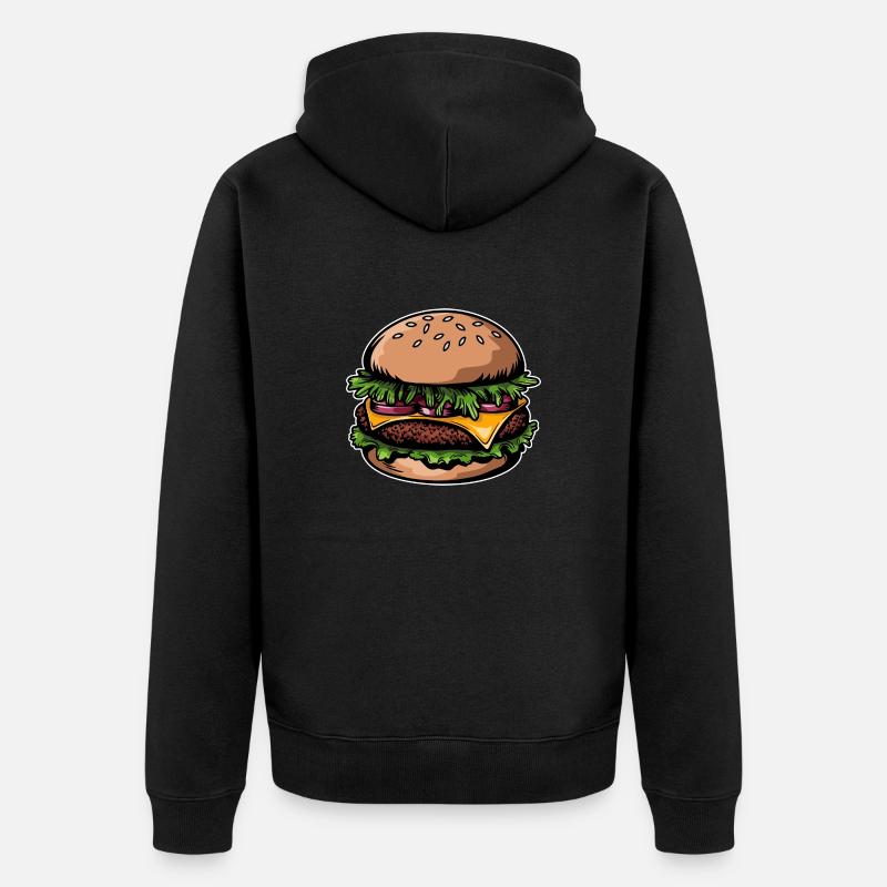 Burgers - restauration rapide - délicieux - Veste à capuche bio Premium Unisexe - noir