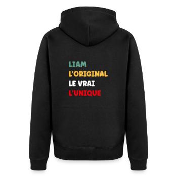 Liam - Veste à capuche bio Premium Unisexe - noir - Dos - Nico (187cm)
