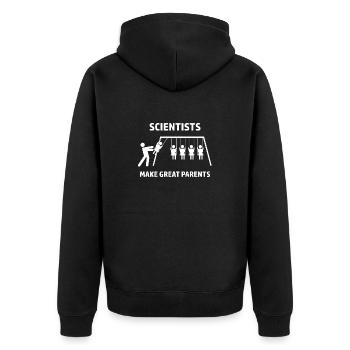 Scientists make great parents - Unisex Premium Bio Zip Hoodie - Schwarz - Hinten - Nico (187cm)