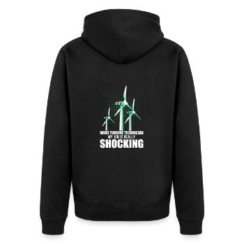 Wind turbine, wind power, wind energy - Unisex Premium Organic Zip Hoodie - black - Back - Nico (187cm)