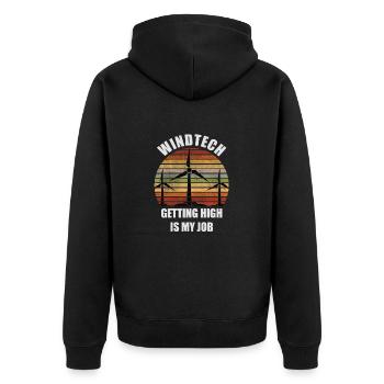 Windrad erneuerbarer Energie - Unisex Premium Bio Zip Hoodie - Schwarz - Hinten - Nico (187cm)