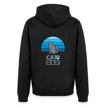 Cat dad - Unisex Premium Organic Zip Hoodie - black - Back - Nico (187cm)