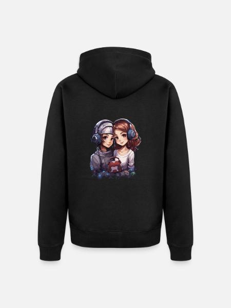 Friends Design in Anime Style - Unisex Premium Organic Zip Hoodie - black