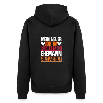 Ruhestand Rentner - Unisex Premium Bio Zip Hoodie - Schwarz - Hinten - Nico (187cm)