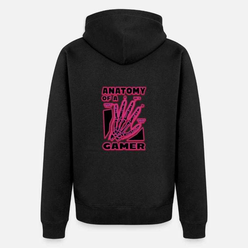 Anatomie eines Gamers Lustig - Unisex Premium Bio Zip Hoodie - Schwarz