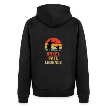 Vintage Lustig Onkel Pate Legende Witziges - Unisex Premium Bio Zip Hoodie - Schwarz - Hinten - Nico (187cm)