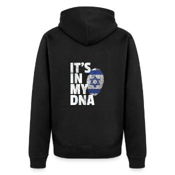 Israel DNA - Unisex Premium Bio Zip Hoodie - Schwarz - Hinten - Nico (187cm)