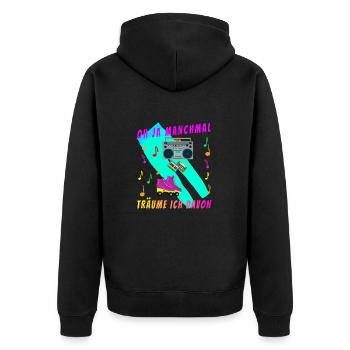 80er, Bunt, Schrill und Retro - Unisex Premium Bio Zip Hoodie - Schwarz - Hinten - Nico (187cm)