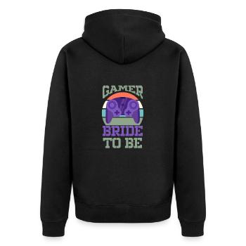 Gamer wird Braut Gaming Paar Hochzeit - Unisex Premium Bio Zip Hoodie - Schwarz - Hinten - Nico (187cm)