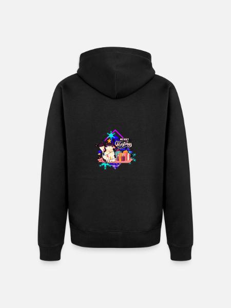 Verärgerte Katze am Baum - Unisex Premium Bio Zip Hoodie - Schwarz