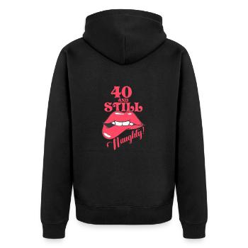 40 Und immer noch ungezogen, vierzig Jahre alt - Unisex Premium Bio Zip Hoodie - Schwarz - Hinten - Nico (187cm)