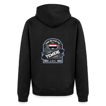 Yemen - Unisex Premium Organic Zip Hoodie - black - Back - Nico (187cm)