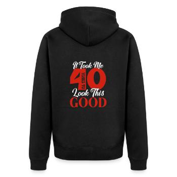 Forty Sassy Birthday - Unisex Premium Organic Zip Hoodie - black - Back - Nico (187cm)