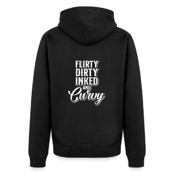 Metal Rock Flirty Dirty Inked Curvy - Unisex Premium Organic Zip Hoodie - black - Back - Nico (187cm)